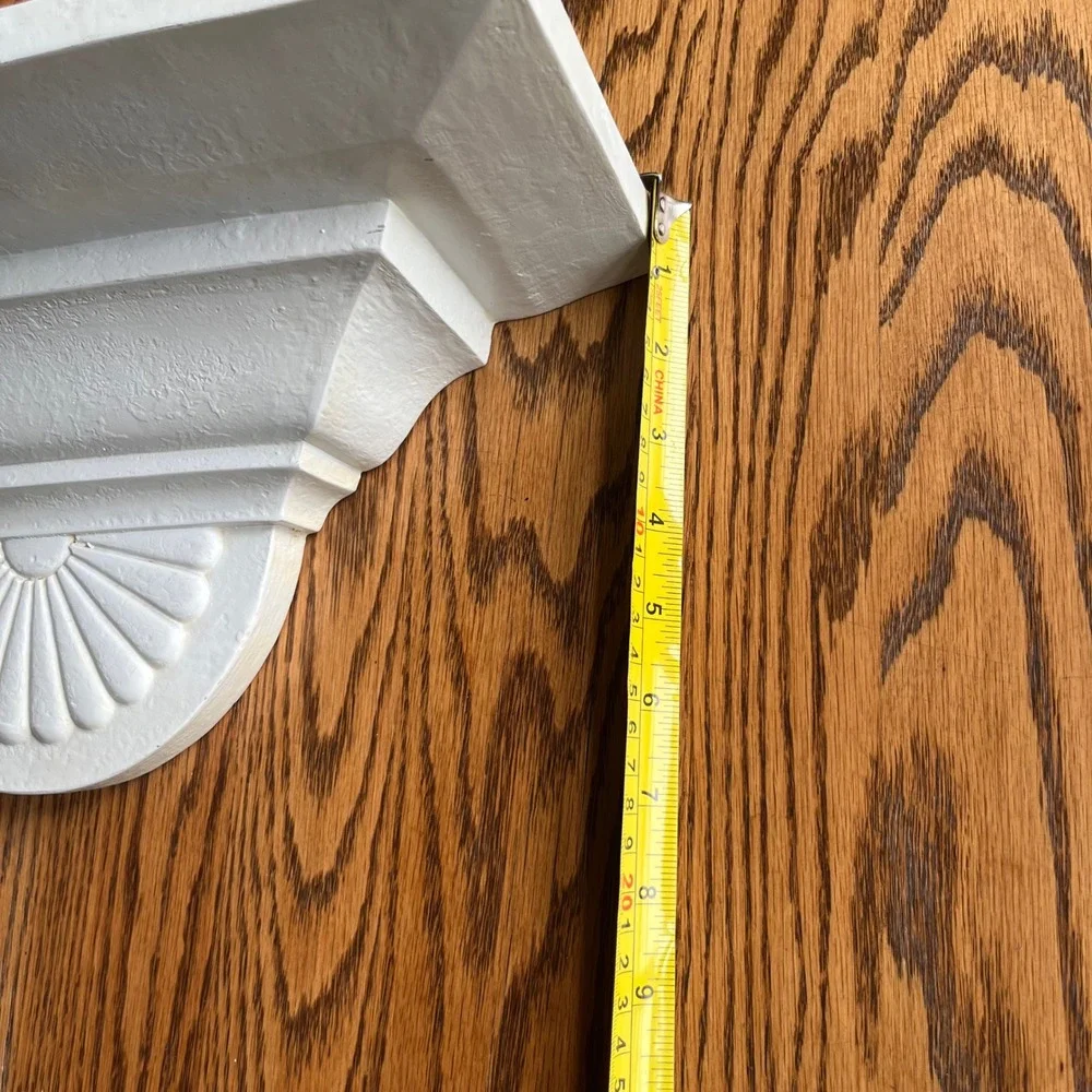 Vintage White Corbel Floating Wall Shelf Scallop Shell Architectural Ledge Decor